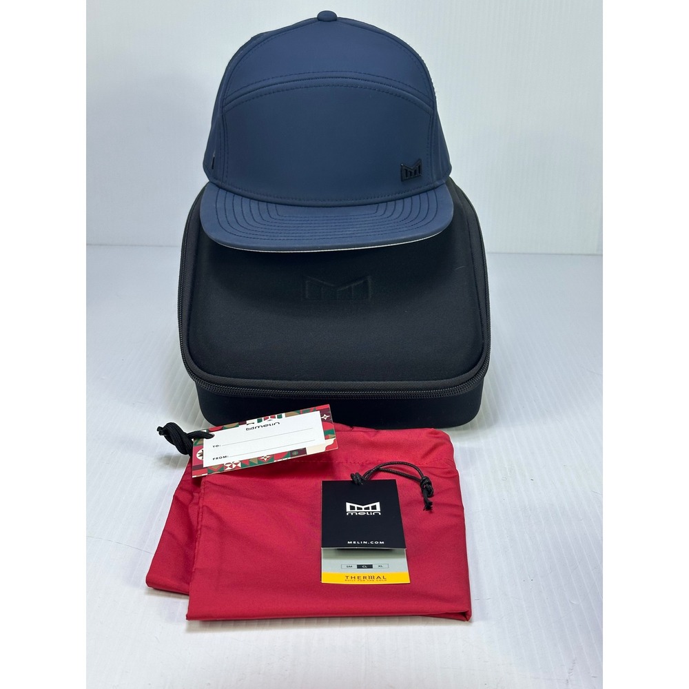 Melin Trenches Infinite Thermal Navy Blue Hat 7-Panel Snapback with Travel Case